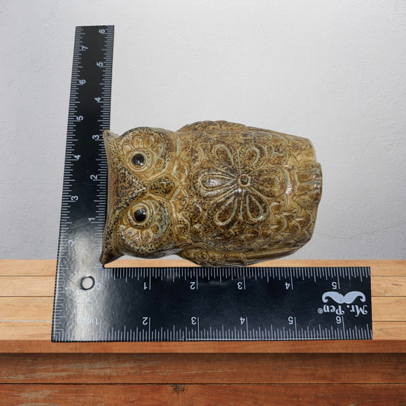 Vintage 1970's A Price Import Owl Pottery Candle Holder Japan Speckle Glazed - Picture 5 of 5